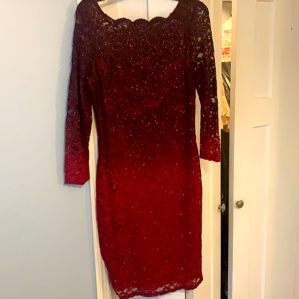Burgundy Ombré Lace Dress